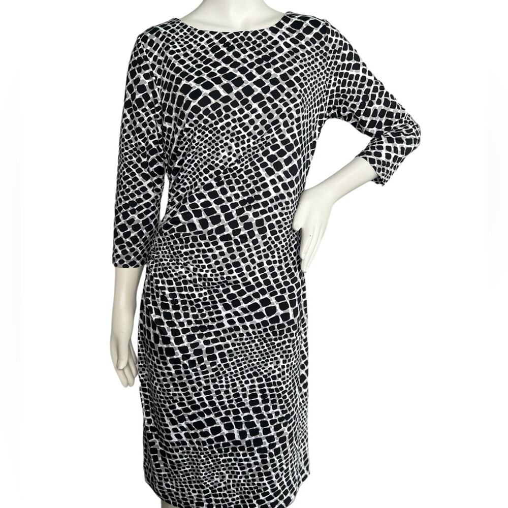 J. McLaughlin Abstract Print Ruched Side Catalina Midi Dress Size M